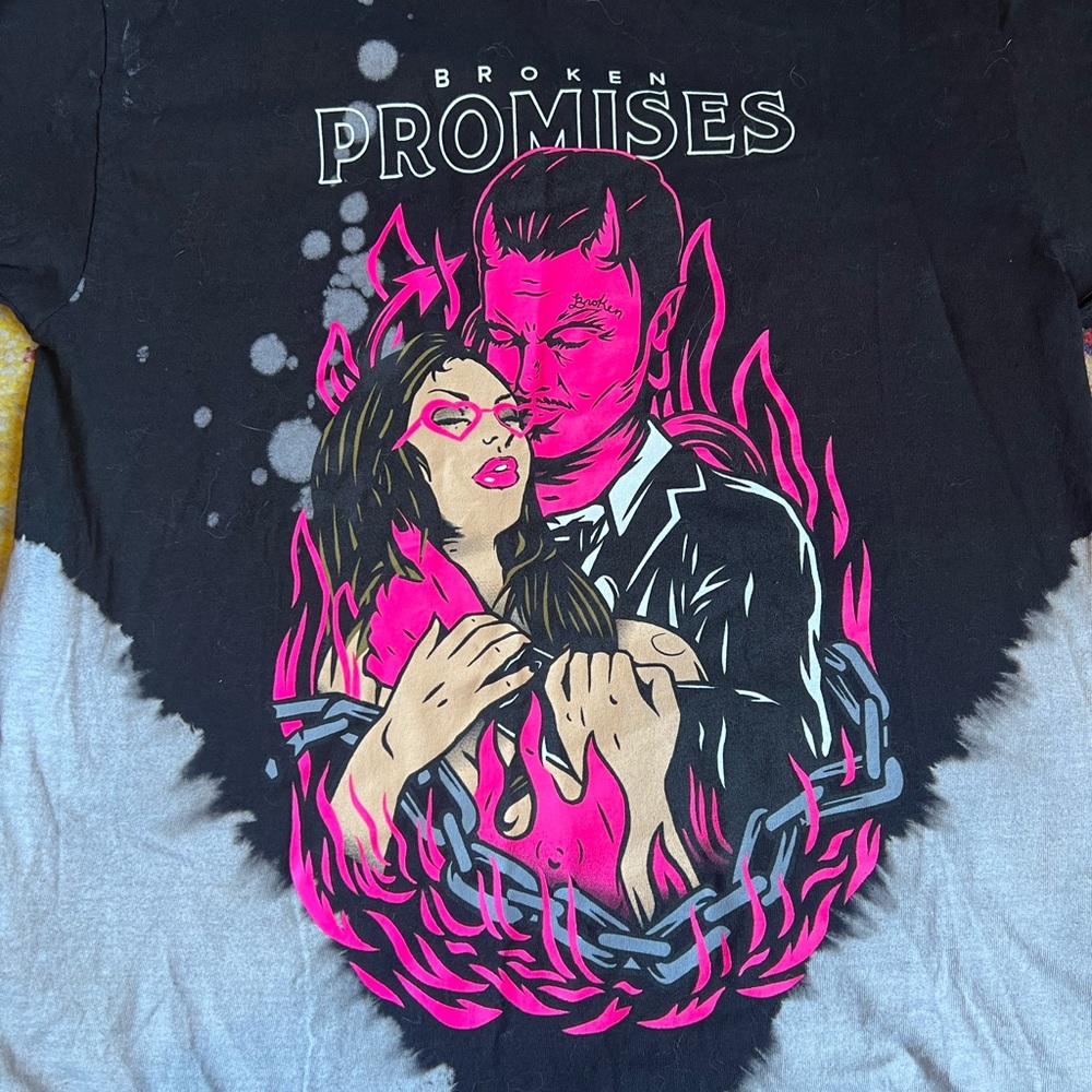 Broken Promises Devil Kiss Bleach Dye Tee